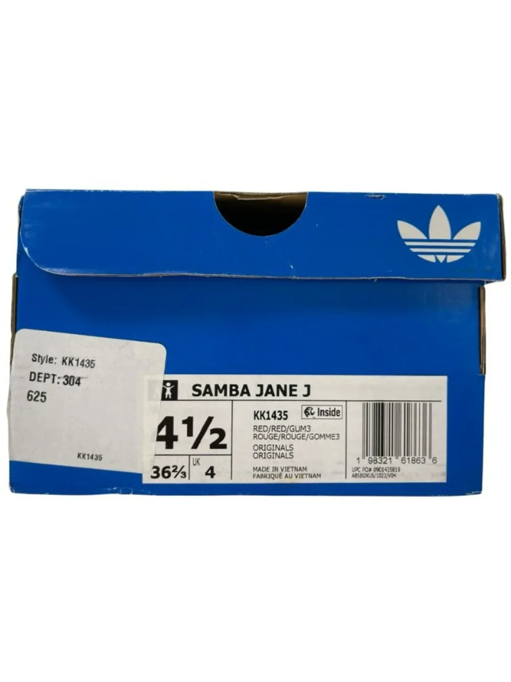 Adidas Samba Jane J Red Shoes Velcro Strap Casual Style KK1435 Kids Size 4.5 NEW